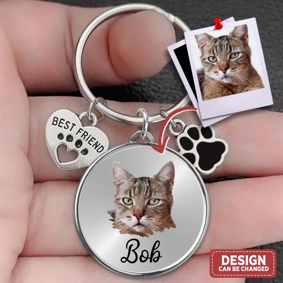 Personalized Pet Photo Keychain | Custom Dog & Cat Memorial Gift