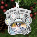 Personalized Paw Print Pet Memorial Ornament – Custom Dog or Cat Photo Keepsake
