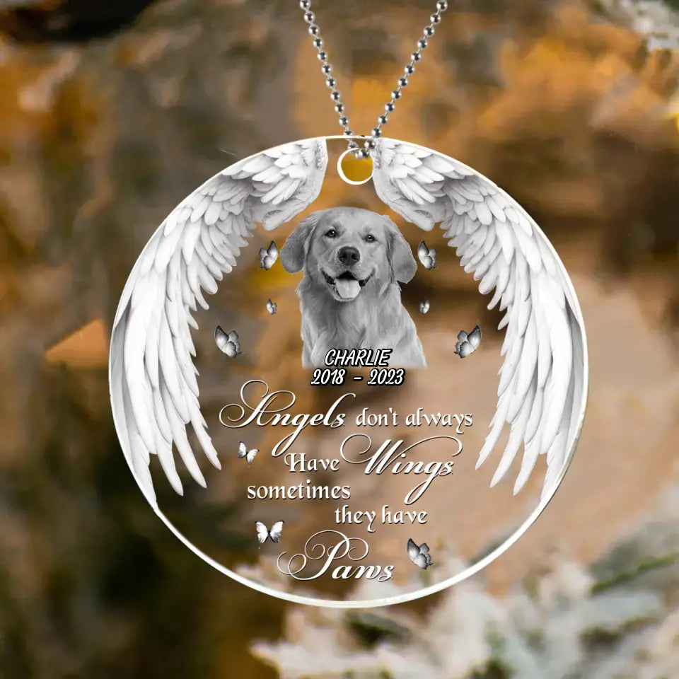 Personalized Pet Memorial Ornament – Angels Have Paws Custom Photo Keepsake