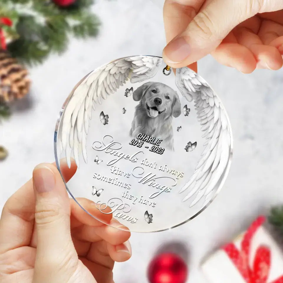 Personalized Pet Memorial Ornament – Angels Have Paws Custom Photo Keepsake