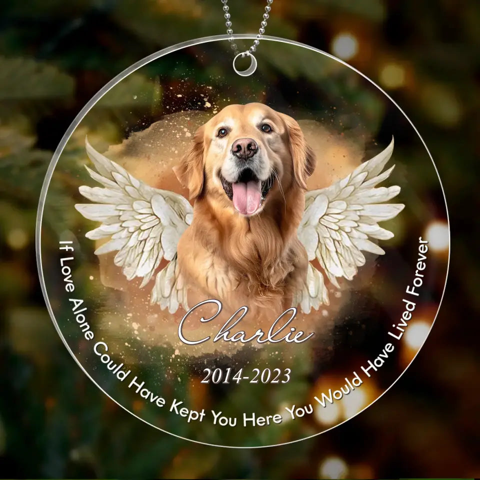 Personalized Pet Memorial Photo Ornament – Custom Angel Wings Dog or Cat Remembrance Keepsake