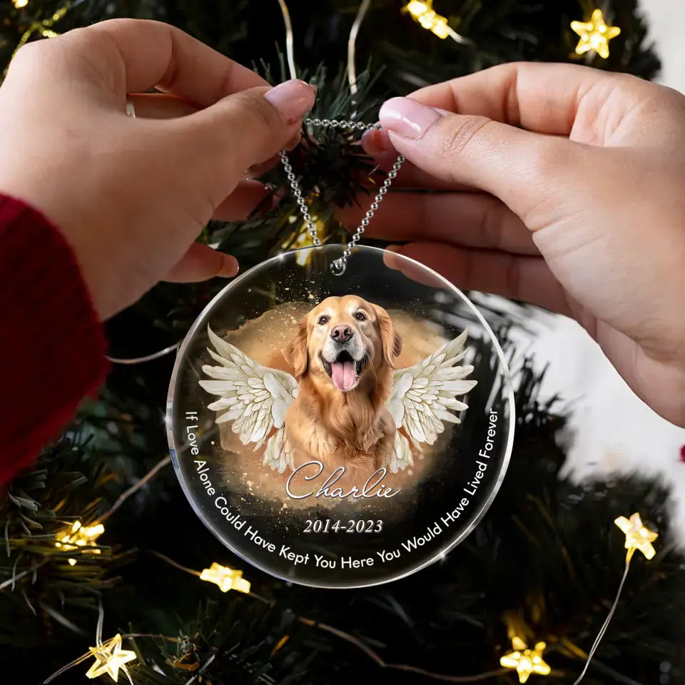 Personalized Pet Memorial Photo Ornament – Custom Angel Wings Dog or Cat Remembrance Keepsake