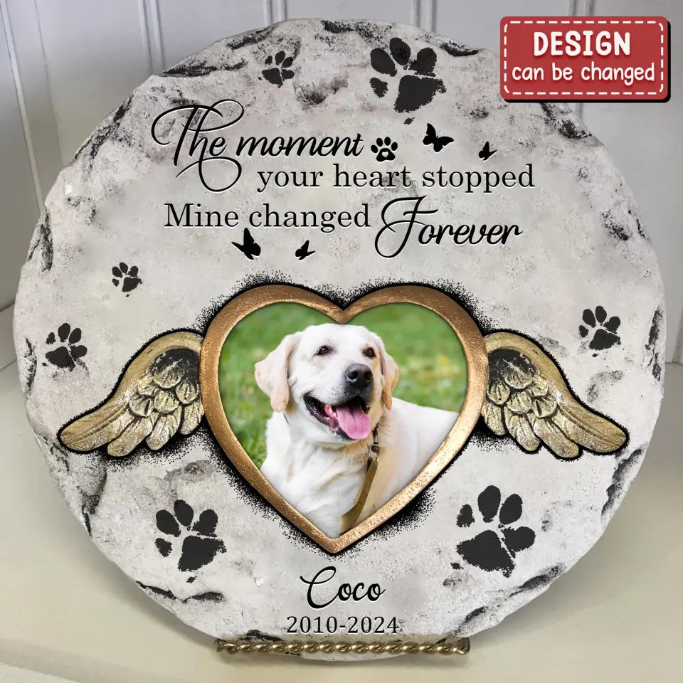Personalized Memorial Pet Dog Photo Circle Lithograph - Memorial Gift Idea For Dog Owners - Your Wings Were Ready But Our Hearts Were Not
