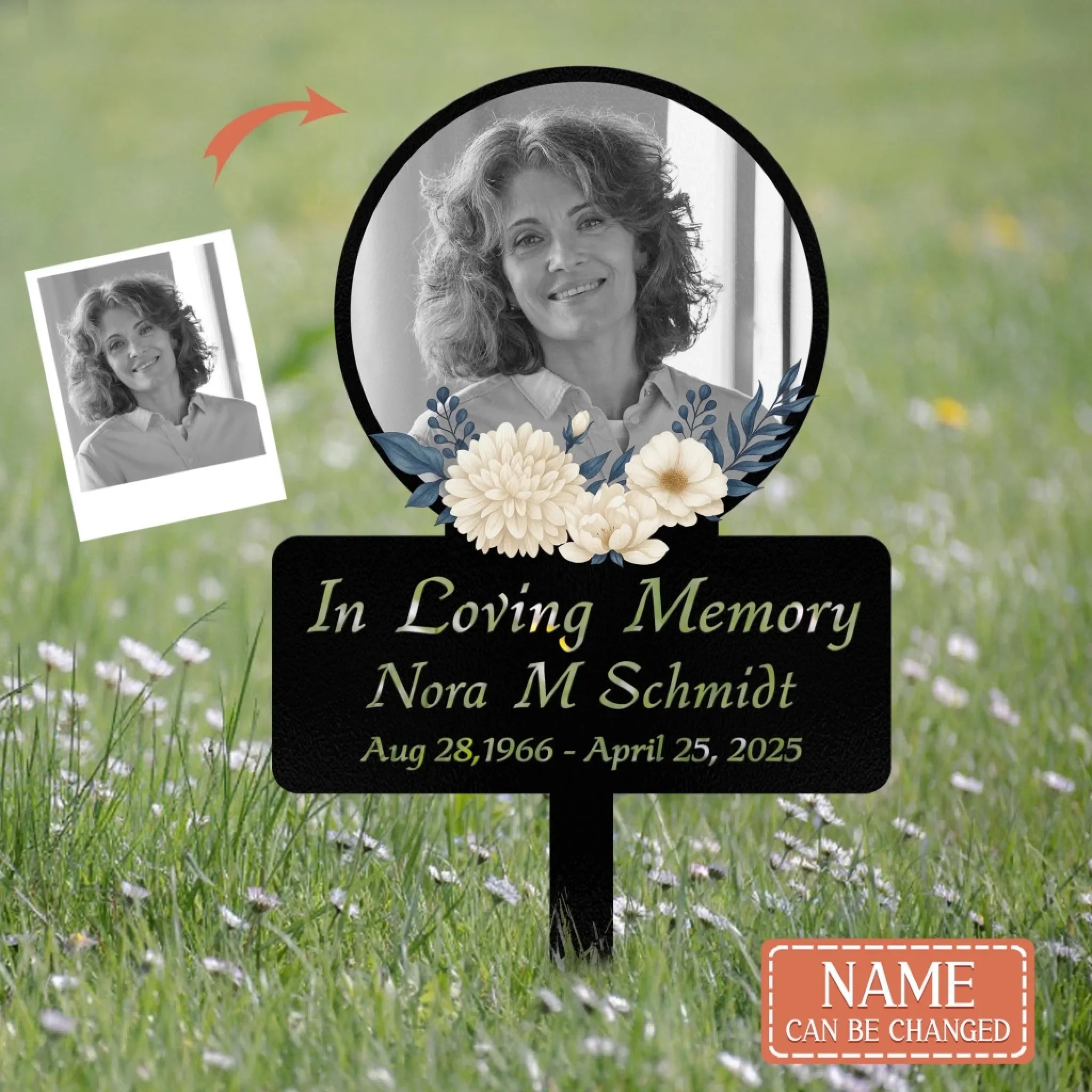 Personalized Memorial Stake Metal Sign - Memorial Gift Idea - Upload Photo - In Loving Memory