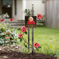 Personalized Memorial Rose Cross Stake Metal Sign - Memorial Gift Idea - Upload Photo