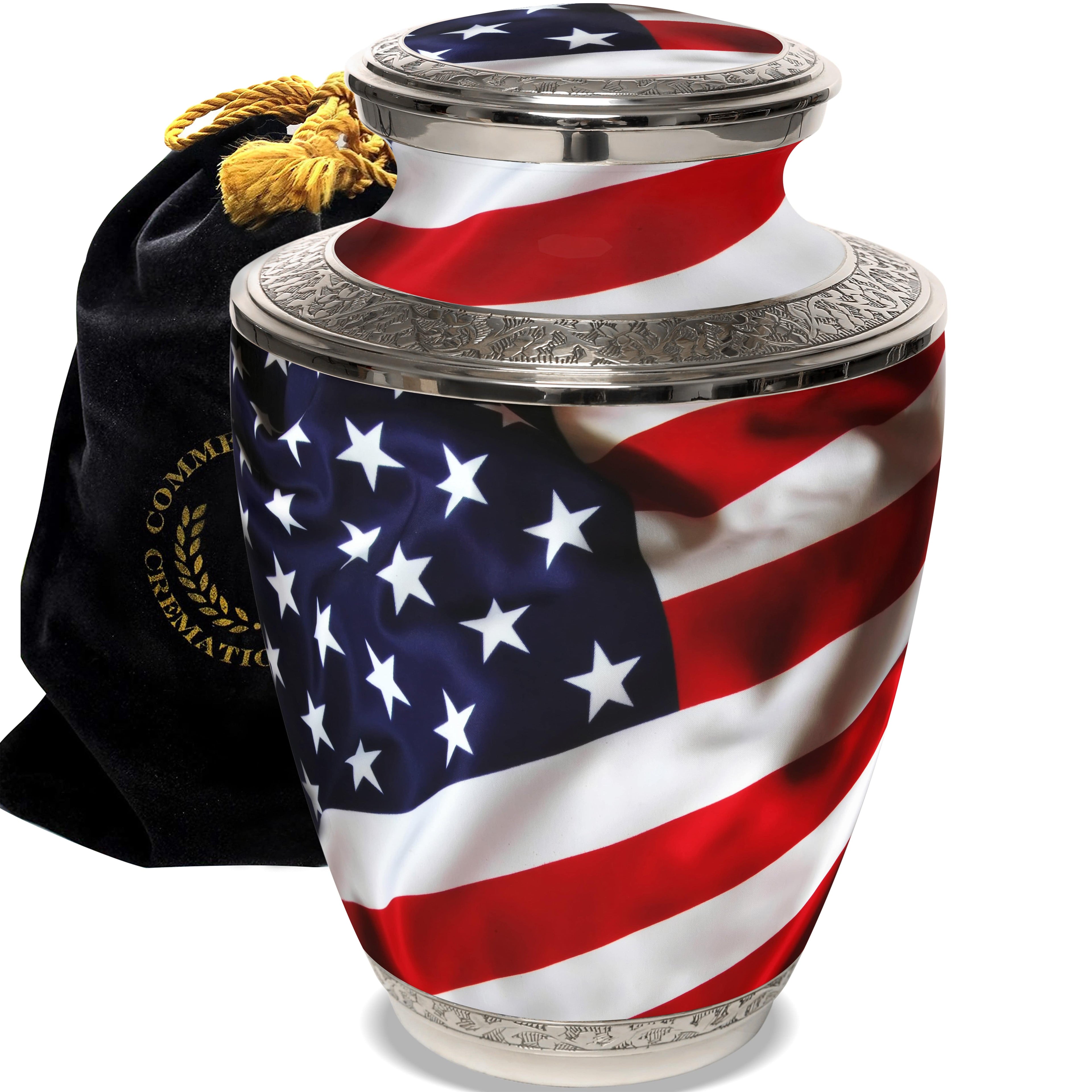 American Flag Cremation Urns for Human Ashes - Large Adult American Flag Urn for Ashes