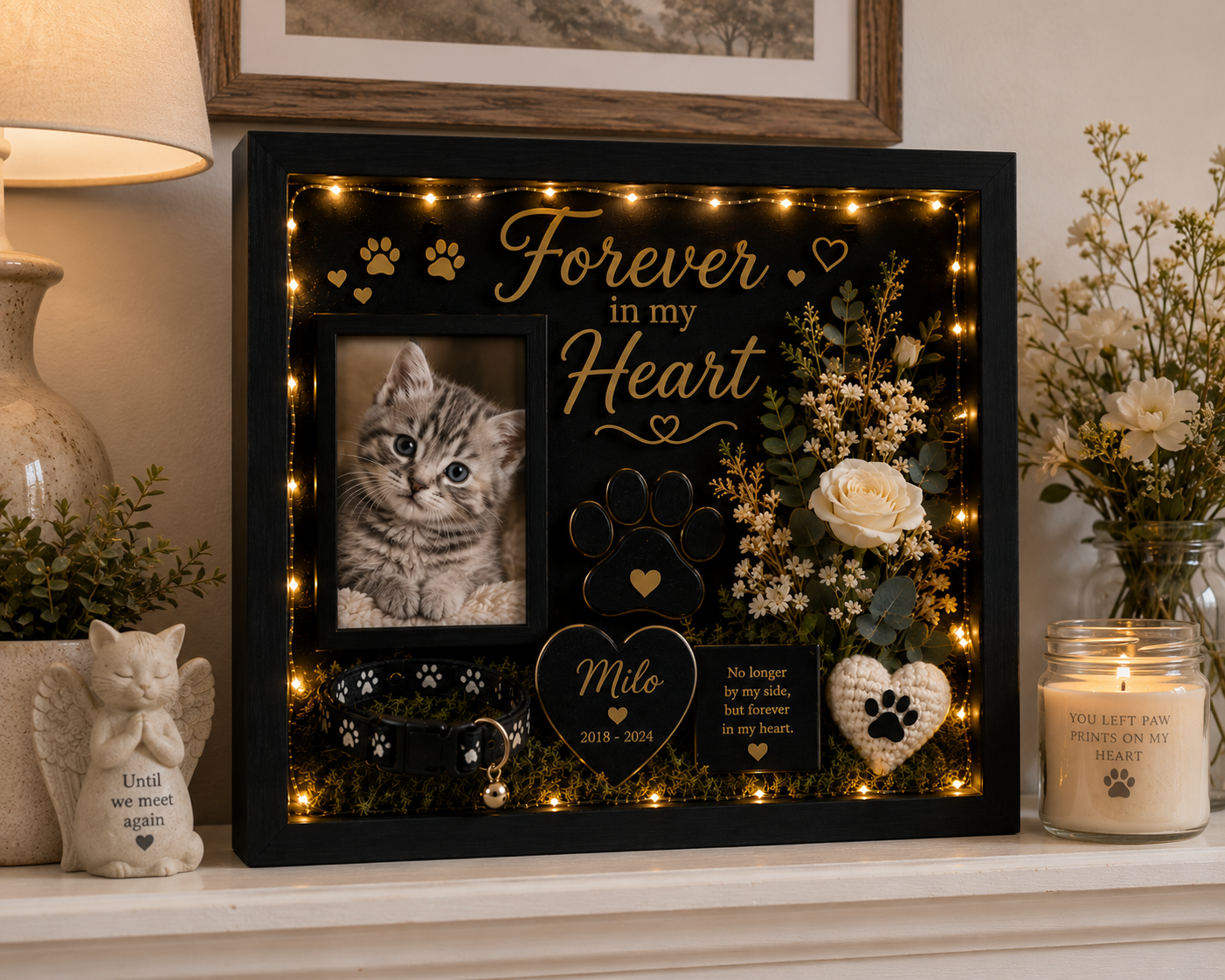 Personalized Cat Memorial Shadow Box | Forever In My Heart™ Keepsake