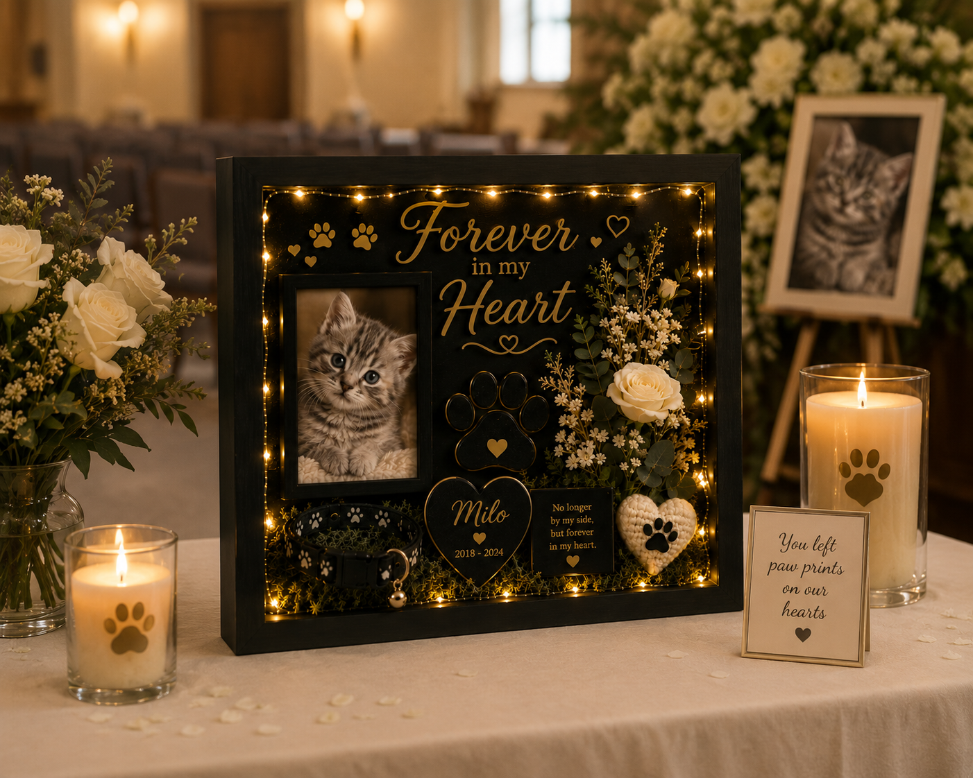 Personalized Cat Memorial Shadow Box | Forever In My Heart™ Keepsake