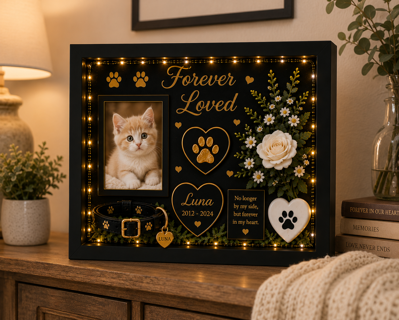 Personalized Cat Memorial Shadow Box | Forever Loved™ Keepsake