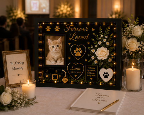 Cat Memorial Shadow Box | Pet Loss Gift | Forever Loved™