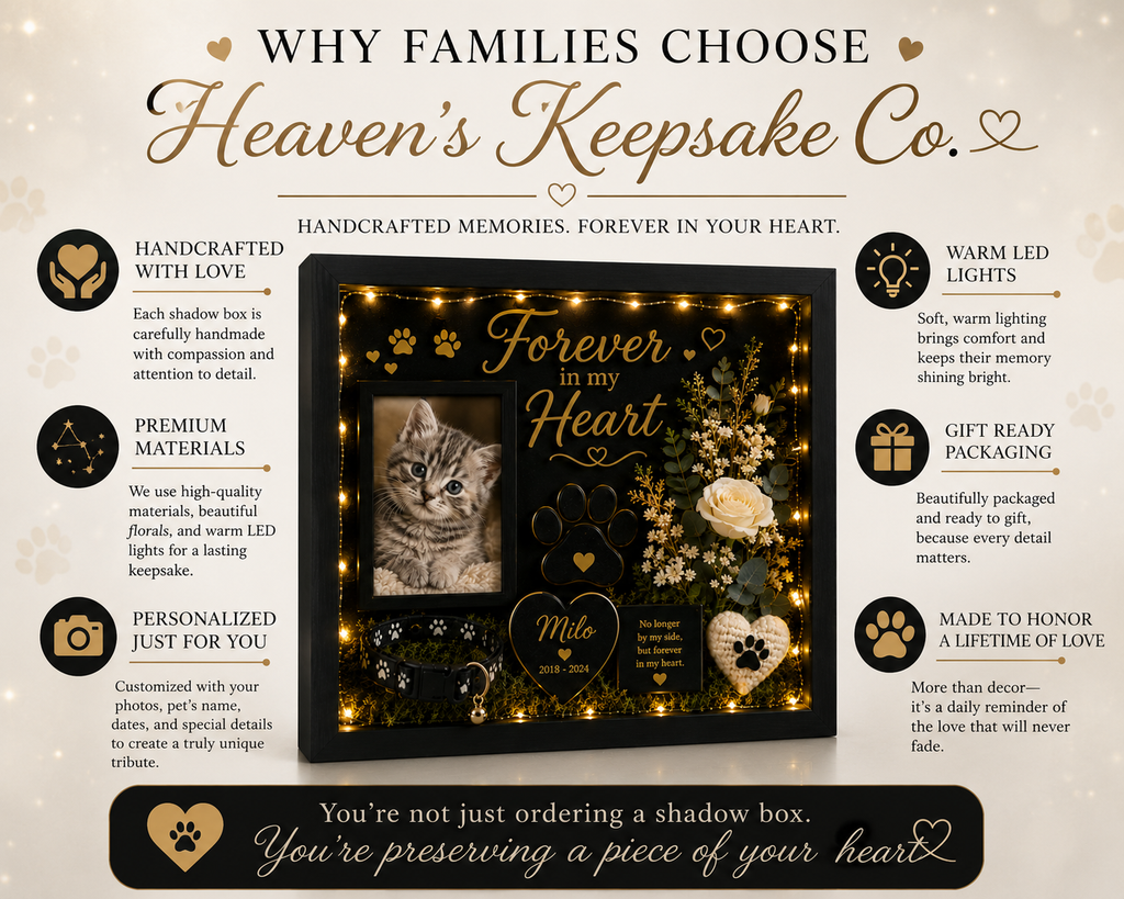 Personalized Cat Memorial Shadow Box | Forever In My Heart™ Keepsake