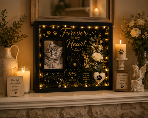 Cat Memorial Shadow Box | Cat Sympathy Gift | Forever In My Heart™