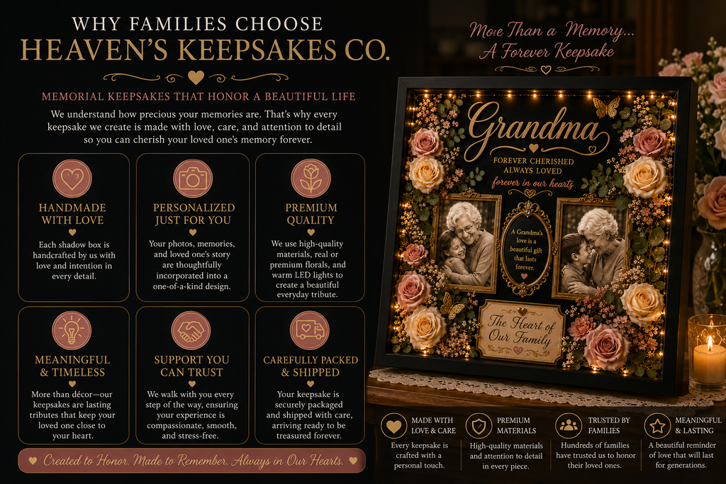 Personalized Grandma Memorial Shadow Box | Grandma’s Garden™ Keepsake