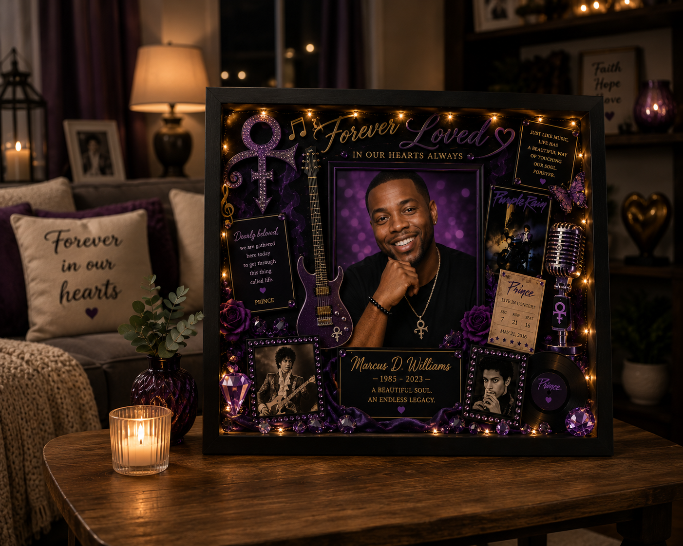 Prince Memorial Shadow Box | Music Tribute Gift | Legends Live Forever™