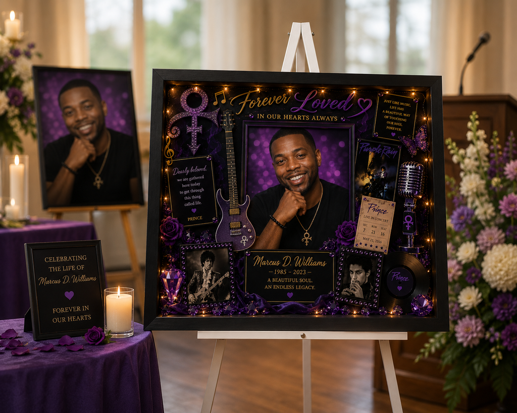 Prince Memorial Shadow Box | Music Tribute Gift | Legends Live Forever™