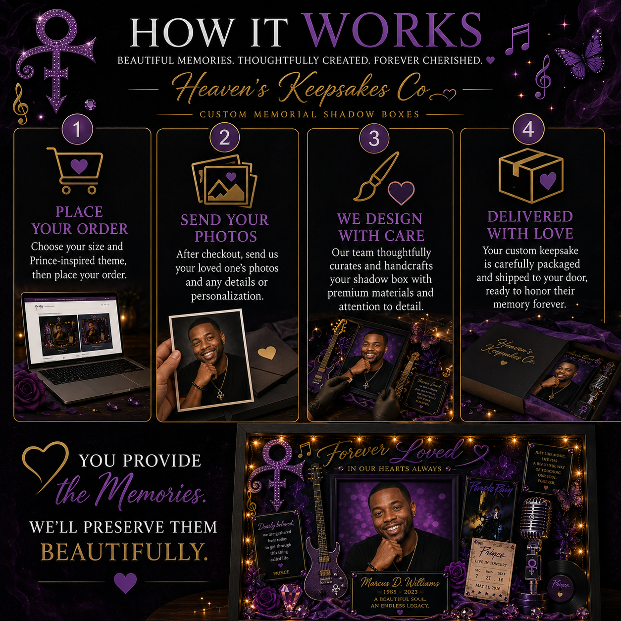 Prince Memorial Shadow Box | Music Tribute Gift | Legends Live Forever™