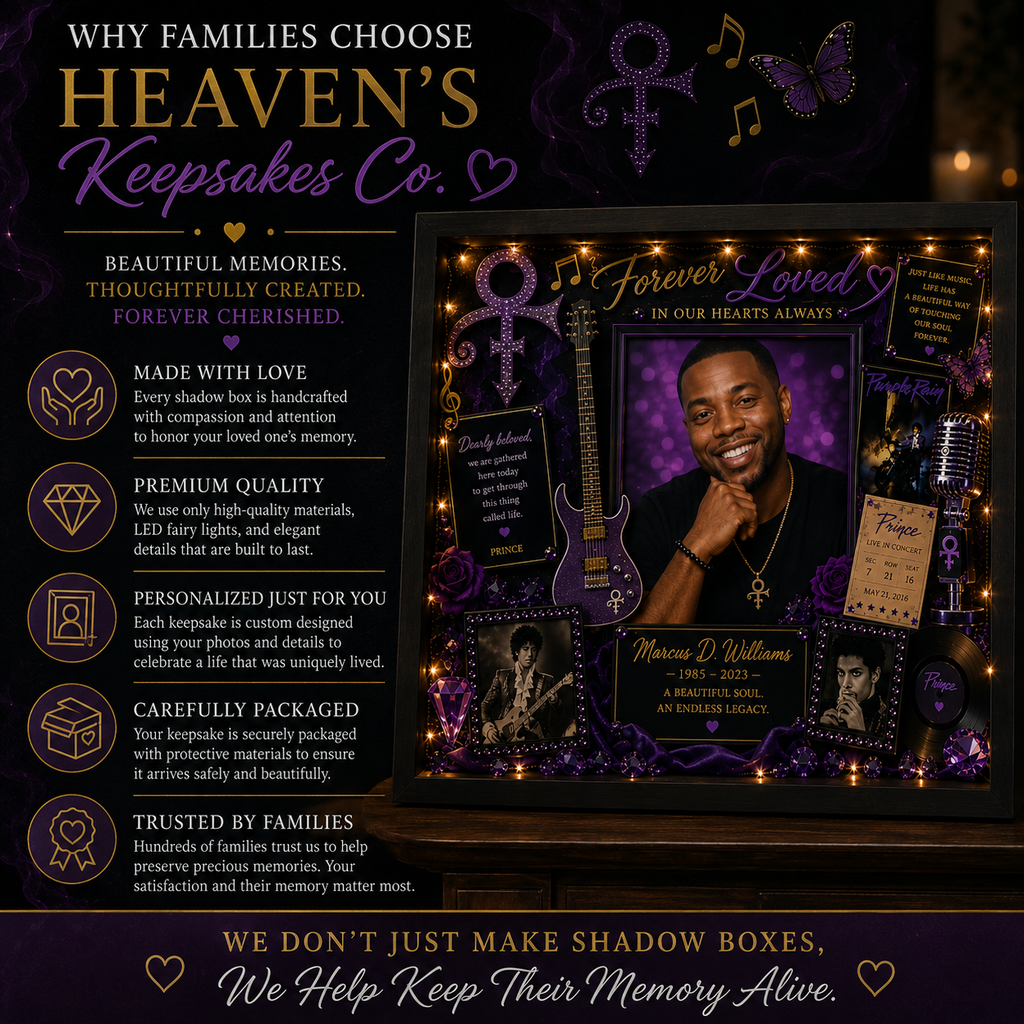 Prince Memorial Shadow Box | Music Tribute Gift | Legends Live Forever™