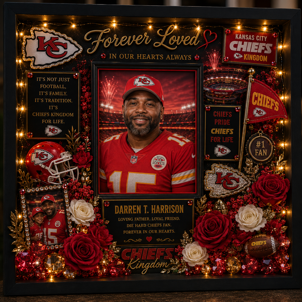 Kansas City Chiefs Memorial Shadow Box | Personalized Fan Tribute Keepsake