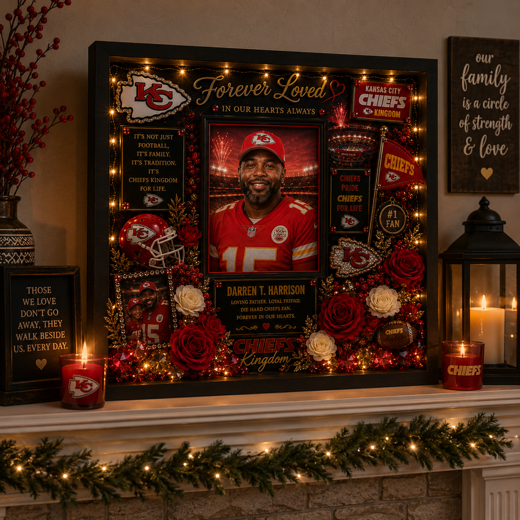 Kansas City Chiefs Memorial Shadow Box | Personalized Fan Tribute Keepsake