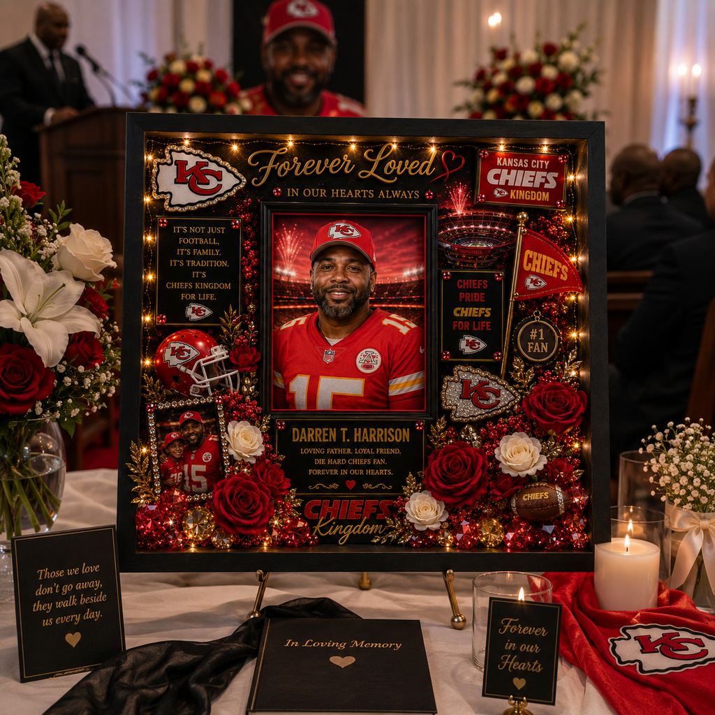 Kansas City Chiefs Memorial Shadow Box | Personalized Fan Tribute Keepsake