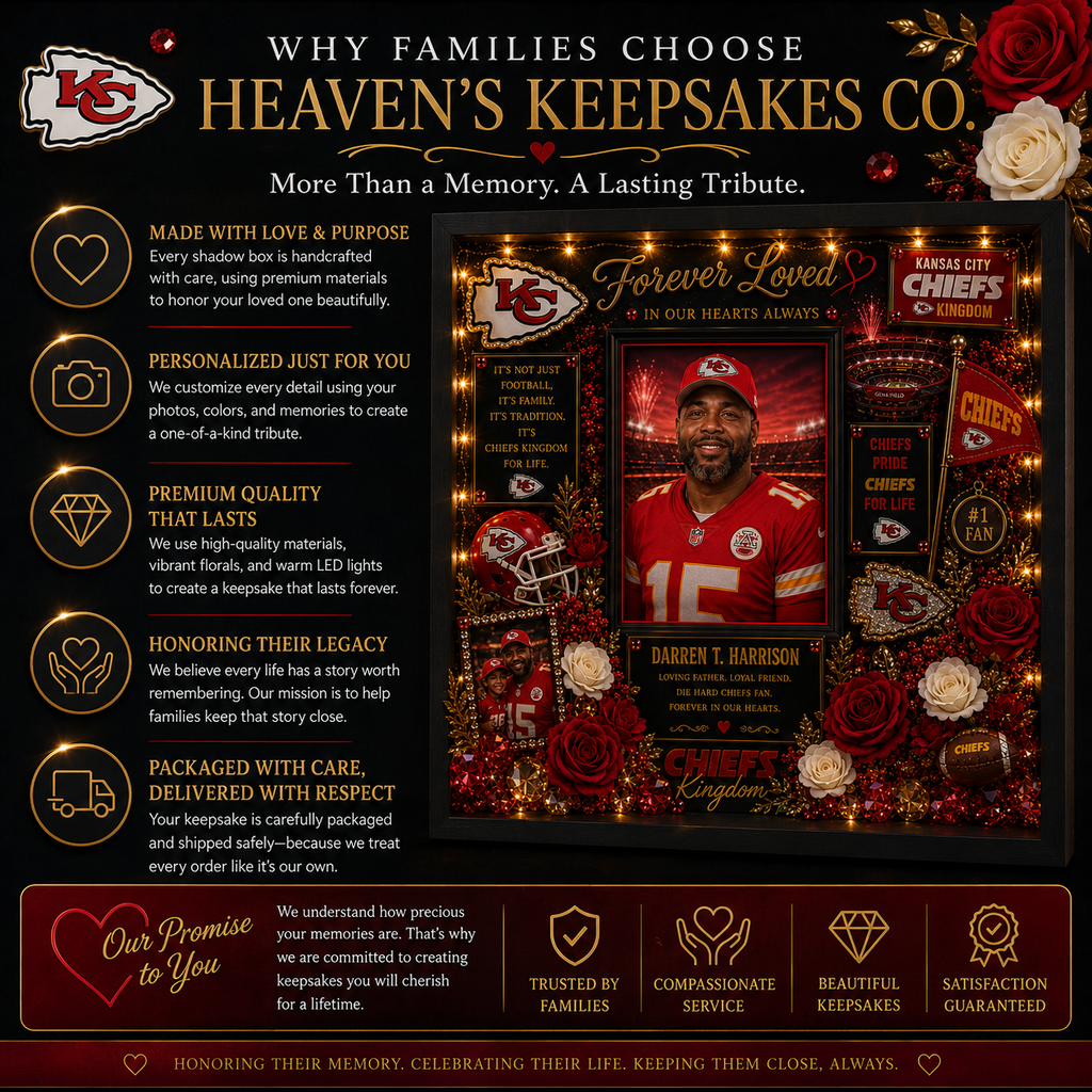 Kansas City Chiefs Memorial Shadow Box | Personalized Fan Tribute Keepsake
