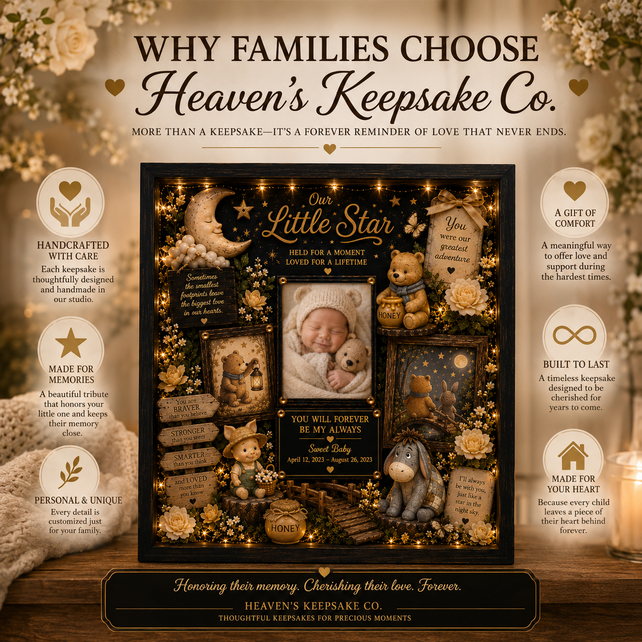 Woodland Baby Memorial Shadow Box | Infant Loss Gift | Our Little Star™