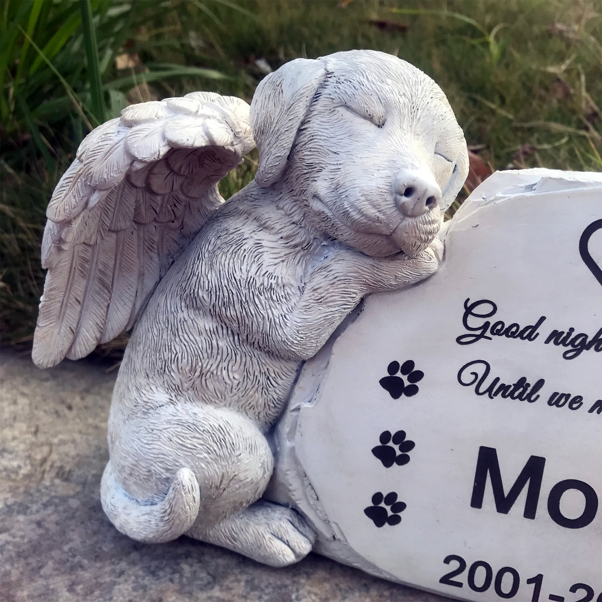 Personalized Dog Angel Memorial Stone – Custom Pet Grave Marker & Garden Tribute