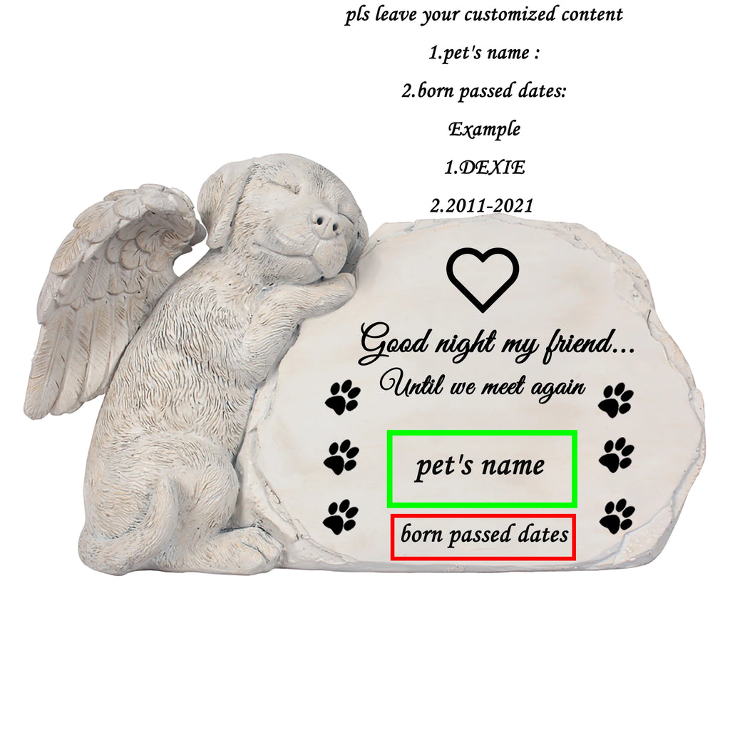 Personalized Dog Angel Memorial Stone – Custom Pet Grave Marker & Garden Tribute