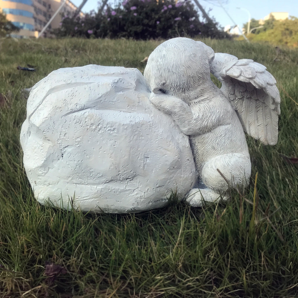 Personalized Dog Angel Memorial Stone – Custom Pet Grave Marker & Garden Tribute