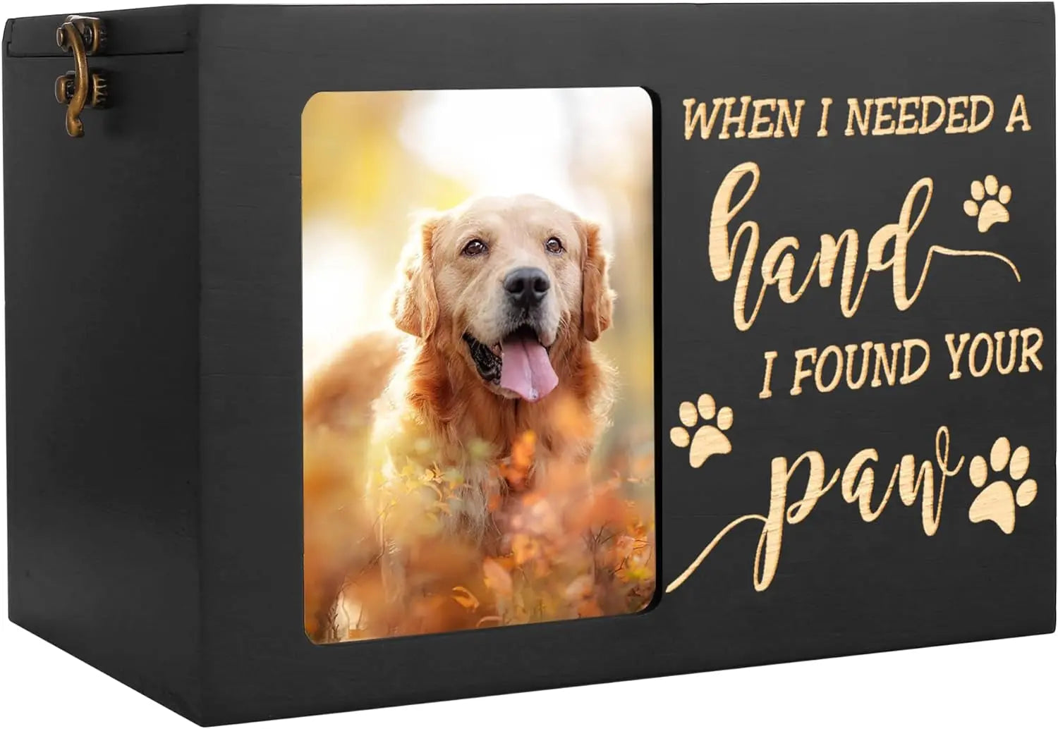 Large Wooden Pet Memorial Urn with Photo Frame Keepsake Box for Dog or Cat