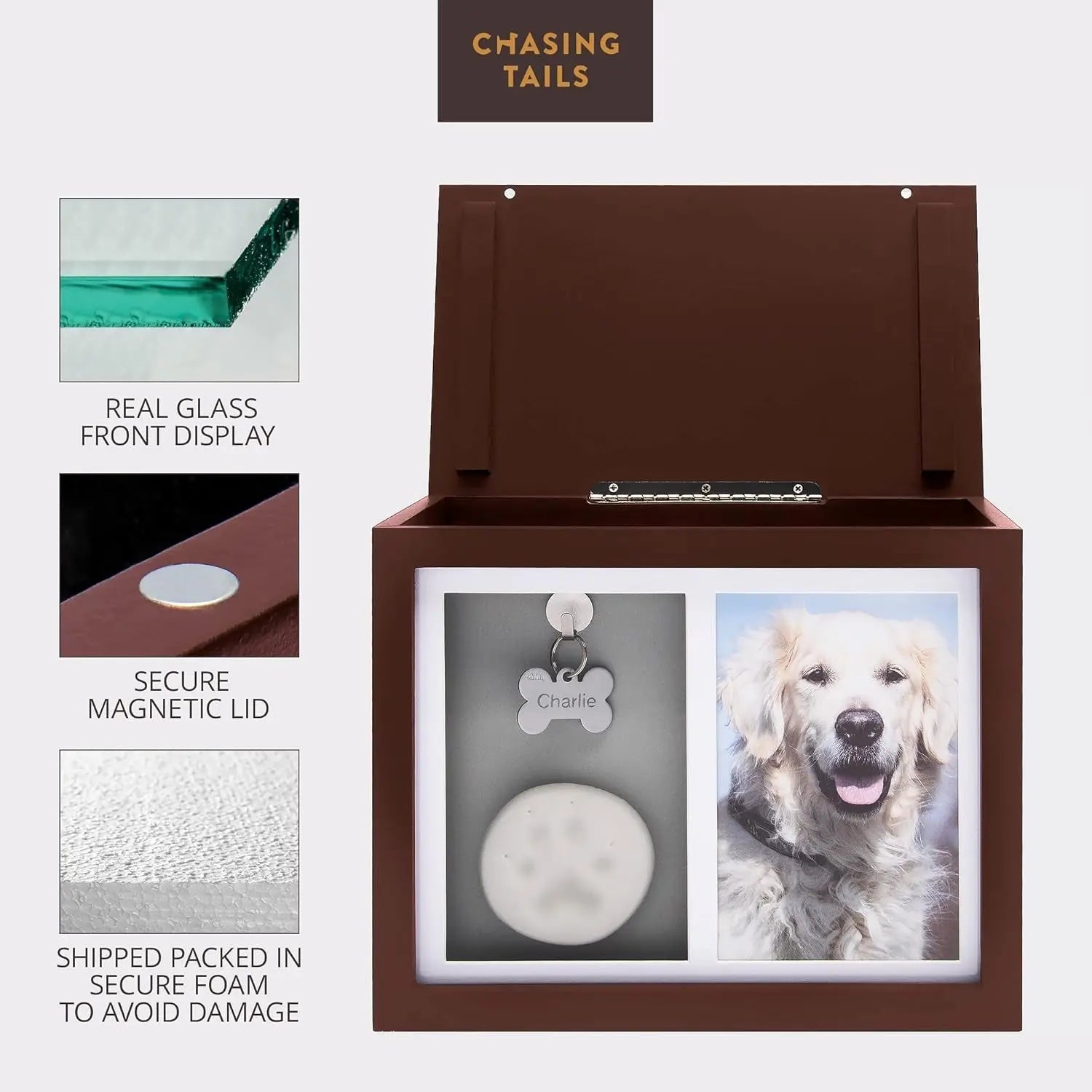 Pet Memorial Urn & Keepsake Box with Photo Frame, Paw Print Kit & Album