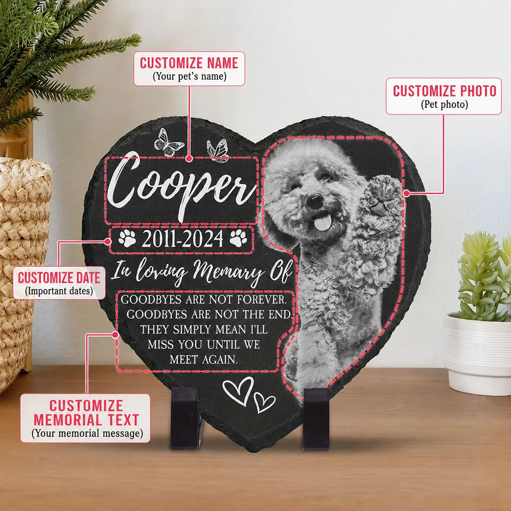 Garden Pet Memorial Stone Custom Photo Slate Dog Cat Grave Marker Outdoor Remembrance Plaque Pet Loss Sympathy Gift