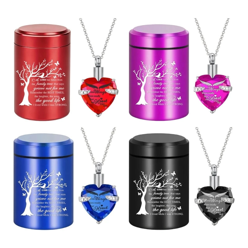 Forever Loved Pet Memorial Urn & Heart Necklace Set – Keepsake for Dog or Cat Ashes