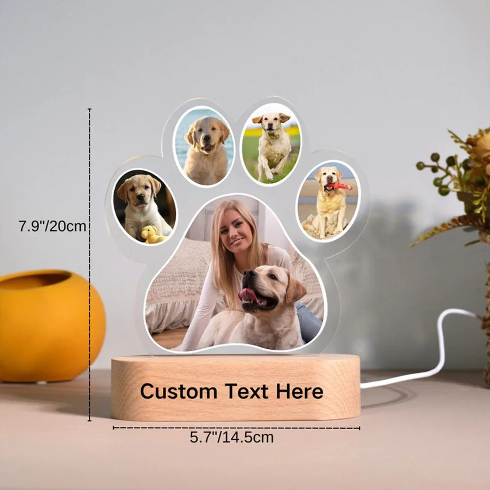 Personalized Pet Memorial Paw Print Photo Night Light