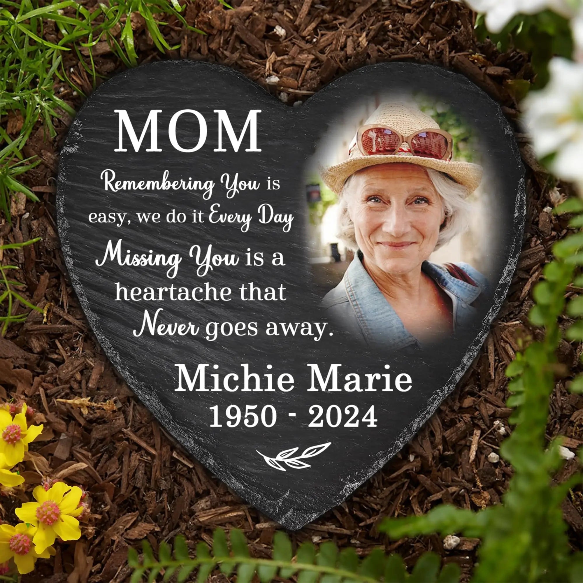Personalized Photo Text Printed Stone Memorial Keepsake Sympathy Gift for Loss of Loved One Bereavement Remembrance Condolence