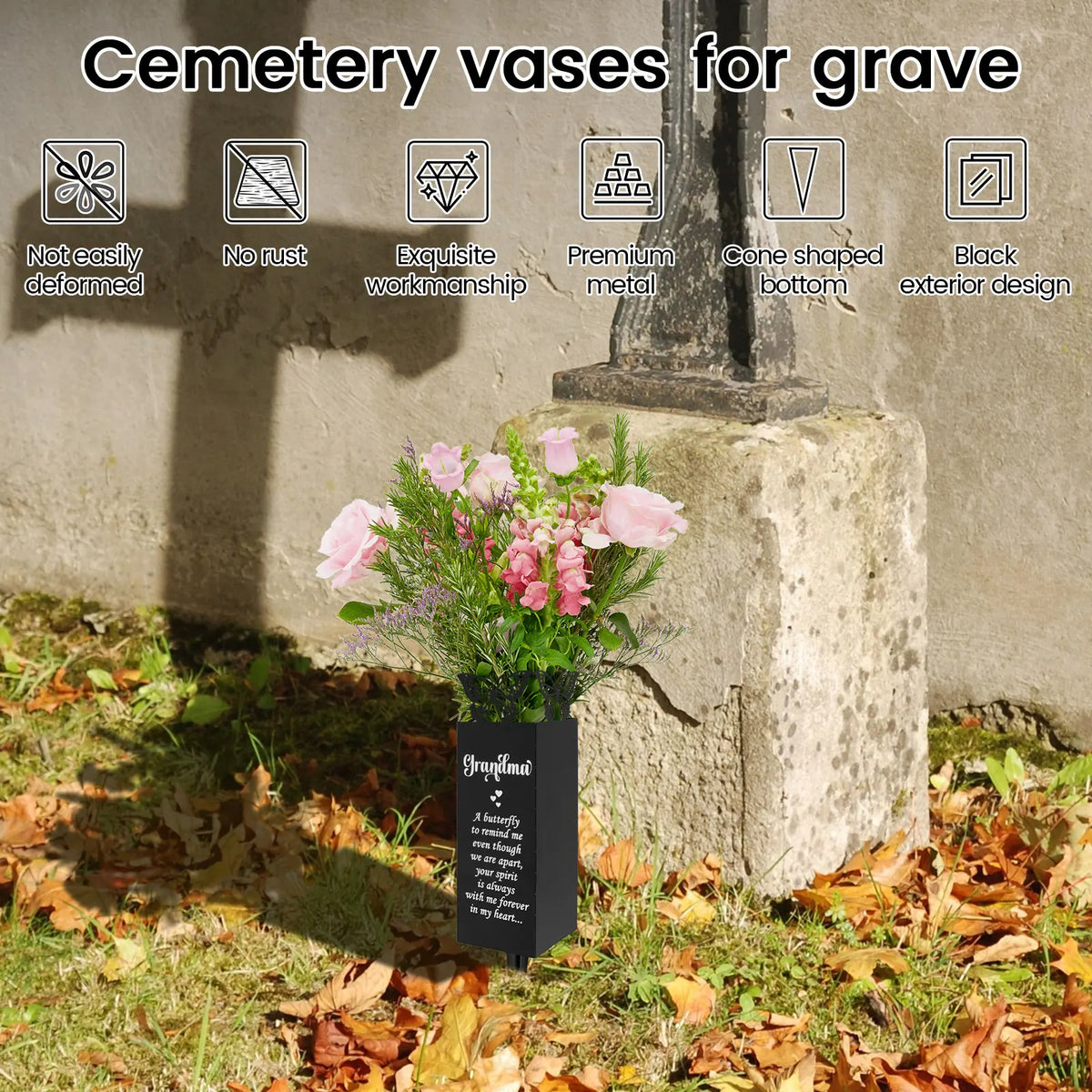 In Loving Memory Memorial Grave Vase – Cemetery Flower Holder with Ground Stake