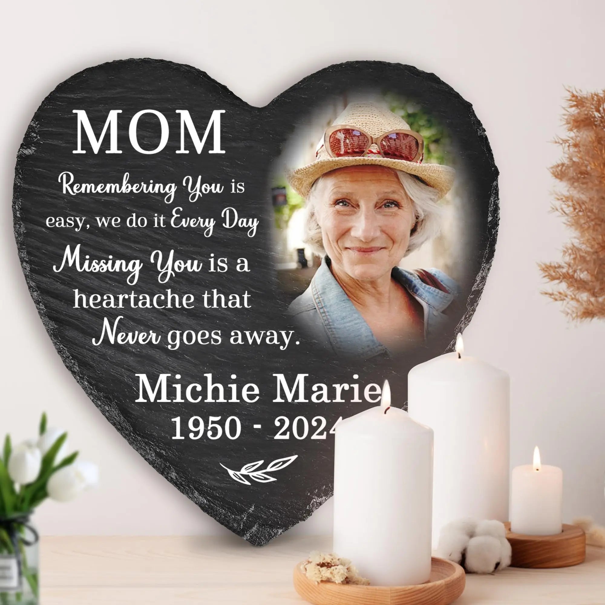 Personalized Photo Text Printed Stone Memorial Keepsake Sympathy Gift for Loss of Loved One Bereavement Remembrance Condolence
