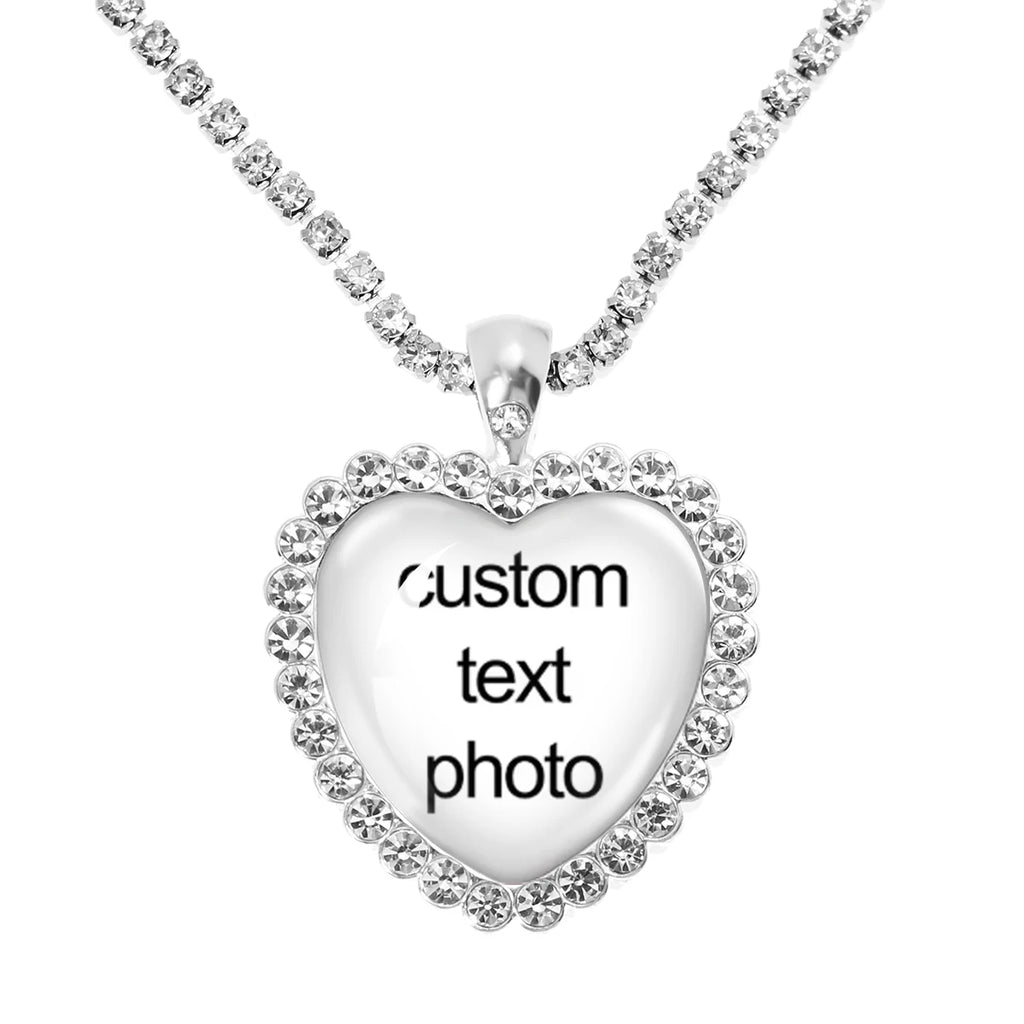 Personalized Heart Memorial Photo Necklace with Custom Photo