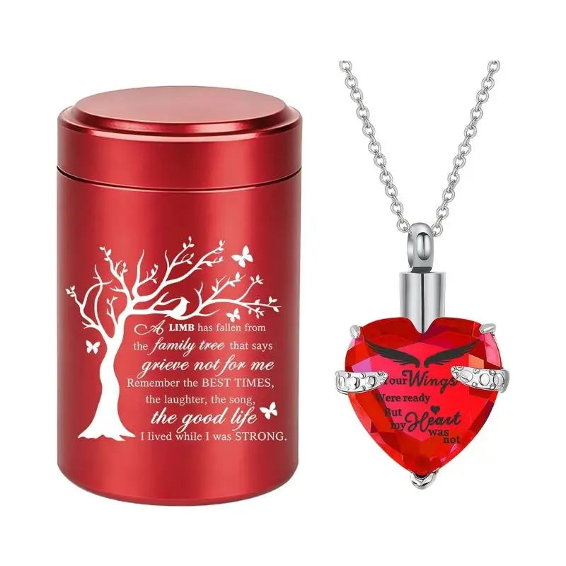 Forever Loved Pet Memorial Urn & Heart Necklace Set – Keepsake for Dog or Cat Ashes