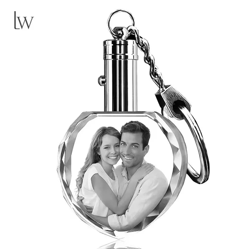 Personalized 3D Crystal Heart Photo Memorial Necklace