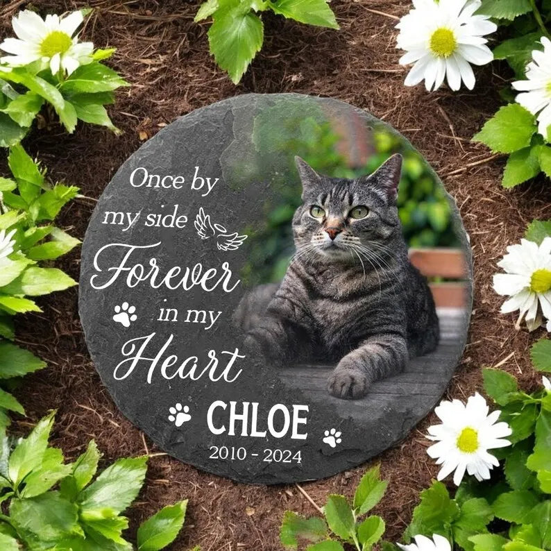 Personalized Cat Grave Marker Slate Plaque Stone Custom Engraved Name Pet Memorial Remembrance Gift For Kitty Loss Souvenir