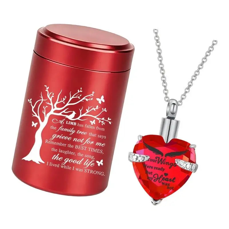Forever Loved Pet Memorial Urn & Heart Necklace Set – Keepsake for Dog or Cat Ashes