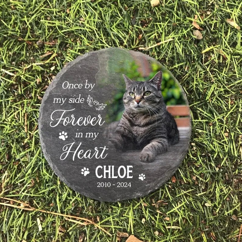 Personalized Cat Grave Marker Slate Plaque Stone Custom Engraved Name Pet Memorial Remembrance Gift For Kitty Loss Souvenir