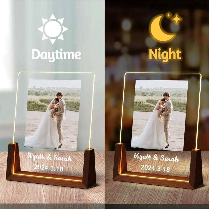 Custom Acrylic Photo Night Light Personalized Pattern Memorial Ornament Gift for Couples Parents Best Friends Girlfriend