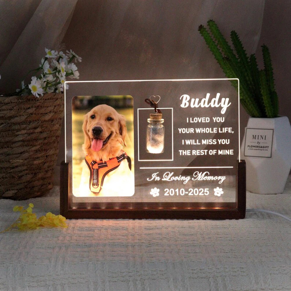 Custom Pet Memorial Acrylic Frame Pet Owner Dog Cat Fur Keepsake  Sympathy Gift for Pet Loss Remembrance Bereavement Keepsak