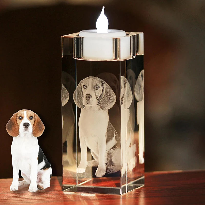 Personalized 3D Crystal Memorial Photo Candle Holder