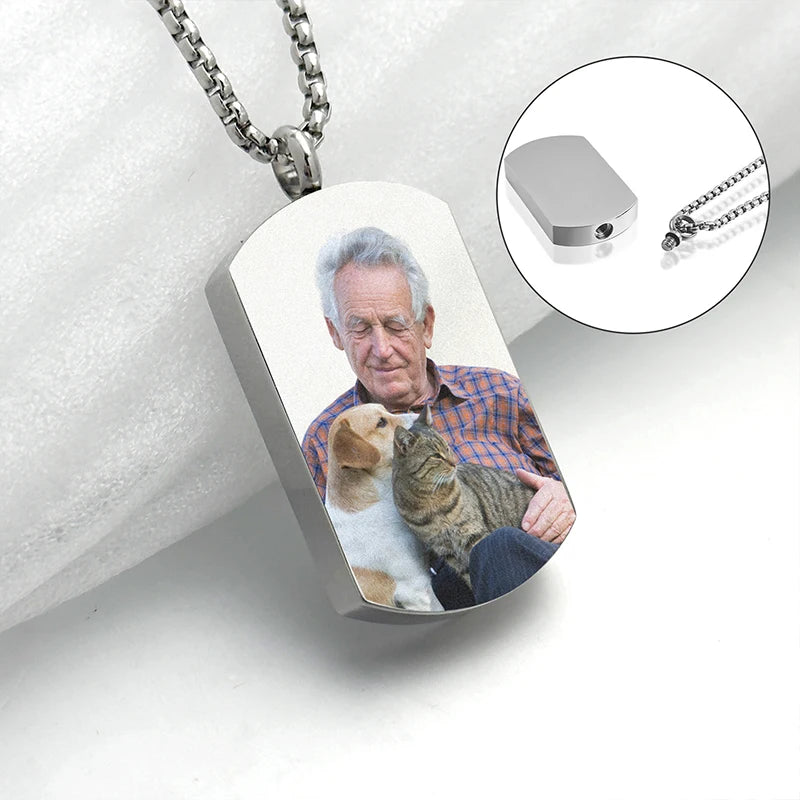 Personalized Photo Memorial Urn Necklace – Stainless Steel Ashes Keepsake