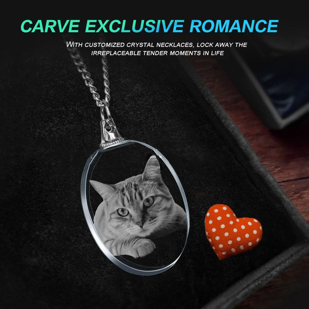 Personalized 3D Crystal Heart Photo Memorial Necklace
