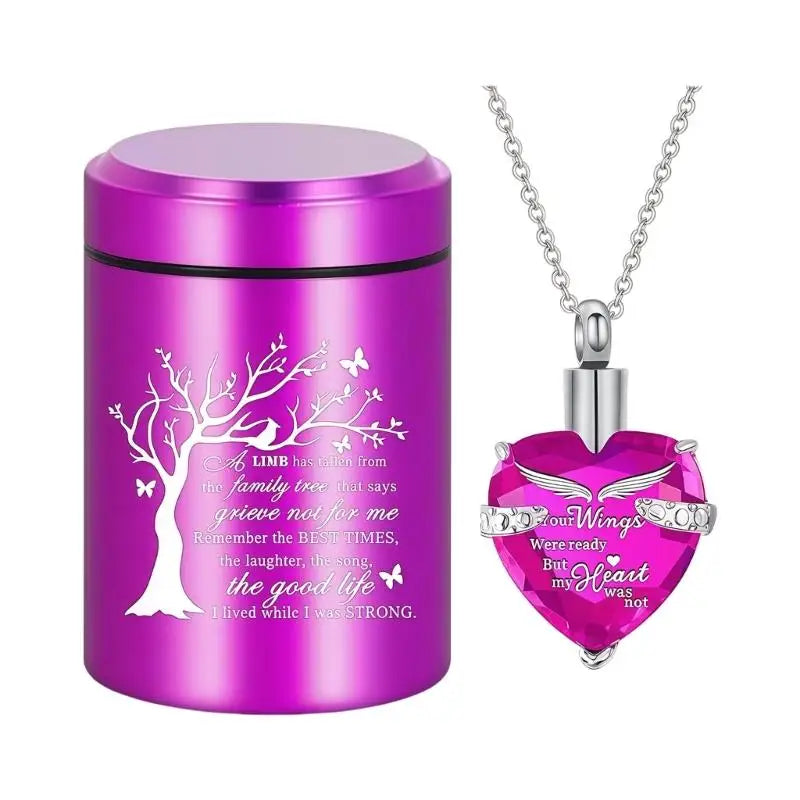 Forever Loved Pet Memorial Urn & Heart Necklace Set – Keepsake for Dog or Cat Ashes
