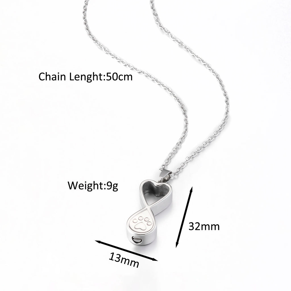 Forever in My Heart Pet Memorial Urn Necklace – Infinity Paw Print Ashes Pendant